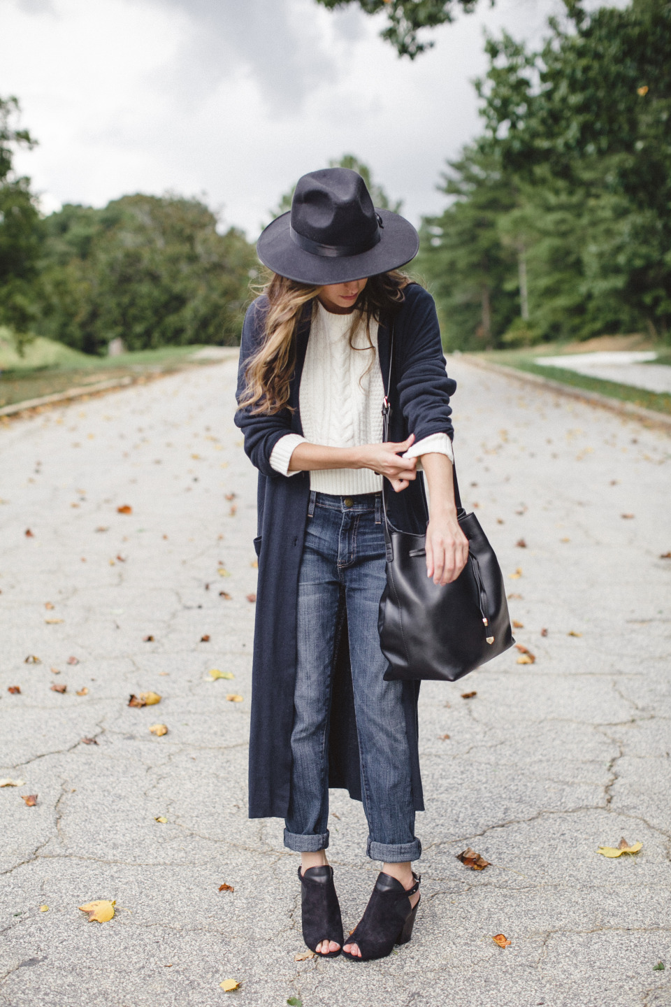 longline sweater, fall essentials, fall 2014 trends, style, fall style, autumn, bucket bag, felt panama hat, floppy hat